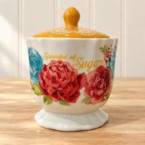 The Pioneer Woman Brand Blossom Jubilee Sugar Bowl with Lid Spoonful of Sugar